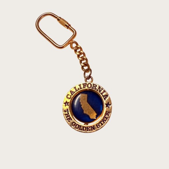 California The Golden State Souvenir Keychain Keyring Bear Map Center Spins - Picture 1 of 3